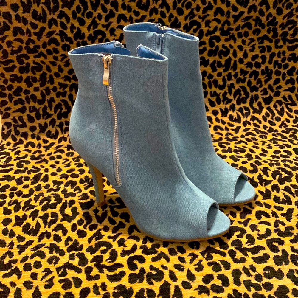 Denim Peep Toe Heels